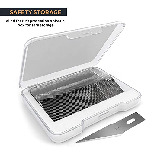 Nicpro 120 PCS Hobby Blades Set SK-5, Utility Refill #2 Art Blades Refill Cutting Tool with Storage Case for Medium to Heavy Craft, Hobby, Scrapbooking, Stencil - size: #2