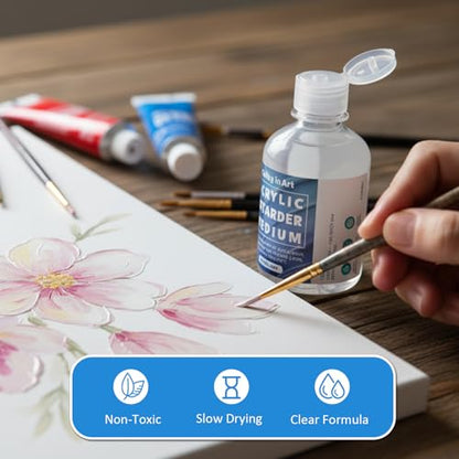 Falling in Art 8 Oz Acrylic Paint Retarder Medium, Slow Drying Medium
