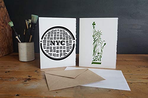 NYC Stencil 4 Pack 8.5" x 11" New York City Landmark Painting | Reusable Mylar DIY Designs for Walls Furniture Canvas Bags Shirts Arts Crafts Taxis Statue of Libery Broadway
