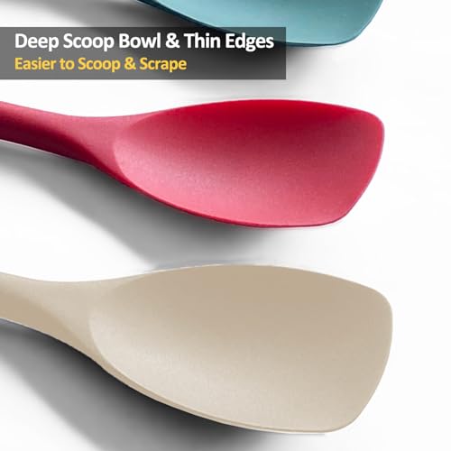 Upgrade Silicone Spatula Spoon Set,VOVOLY Heat Resistant Rubber Spoonula, Seamless Non-Stick Flexible Scrapers for Baking Mixing Tool,3 Pack, Kahki - color: Khaki