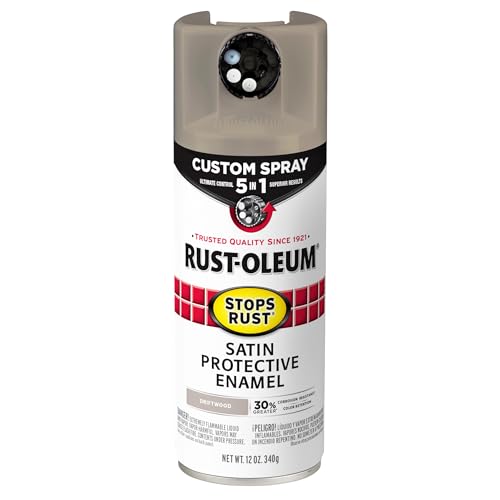 Rust-Oleum Stops Rust Custom 5-in-1 Spray Paint, Satin Driftwood - color: Satin Driftwood, size: 12 Ounce (Pack of 1)