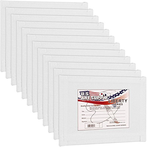 U.S. Art Supply 4 X 6 Inch Art Canvas Board Panels 12 Pack - 8 Ounce Heavyweight Cotton Acid Free Canvases for Painting Acrylics and Watercolor (1 Case of 12 Single Canvas Painting Panels) - size: 4" x 6"