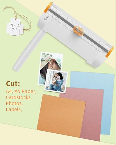 Firbon 3-in-1 Paper Cutter, 9“ Compact A5 Paper Trimmer - color: Orange