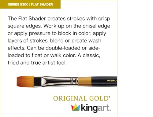 KINGART Premium Original Gold Series Handcrafted Golden Taklon Multimedia Artist Brushes, Set of 12, Black Glosss Handle, for Oil, Acrylic, Watercolor & Gouache Paints