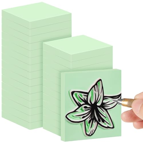 Frienda 24 Pcs 2" x 2" Rubber Carving Blocks Linoleum Blocks for Printmaking, Stamp Making, DIY Crafting, Scrapbook, Painting, Soft and Easy to Carve (Mint Green) | Easy to Carve, for Printmaking, Stamp Making, DIY Crafting, Scrapboo, Painting, Soft Linol