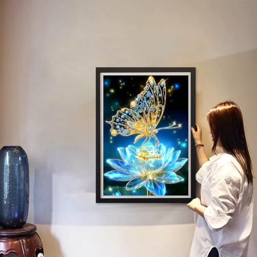 MAXBYE Diamond Art Kits for Adults, Butterfly Bedazzling Dot Painting for Adults，5D Full Drill Gem Art Painting Kit, Easy DIY Craft for Stress Relief 12x16in - color: ZD055