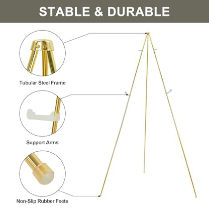 DANMO Easel Stand for Wedding Sign Poster 63'' Instant Display Floor Adjustable Metal Art Easel Gold - style: Gold