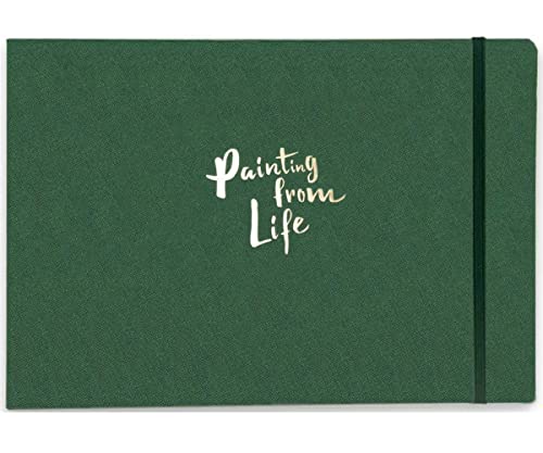 Handmade Watercolor Journal, 7.6x5.3'', 140lb/300gsm, Cold Press, 20 Sheets/40 Pages,Sketchbook,Travel Notebook, Suit for Watercolor/Pen Light Color/Gouache/Acrylic/Sketching - color: Journal Green, size: 7 x 5''