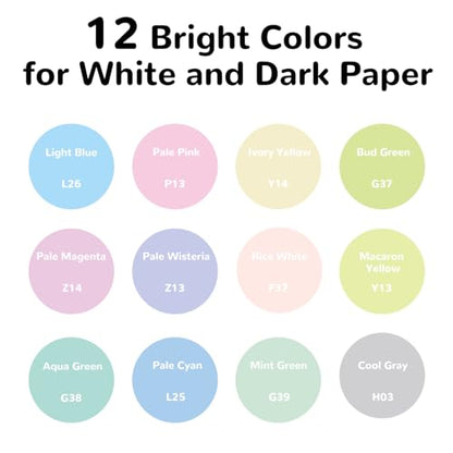 Redfun 12 Colors Acrylic Gel Pens for Coloring,Macaron - color: Macaron