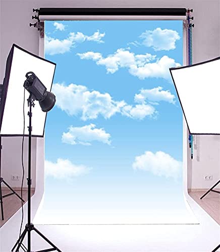 7x9ft Blue Sky and White Clouds Backdrop for Photography Vinyl Material | Clear Sky Photo Background Banner Airplane Theme Baby Newborn Birthday Cake Table Party Decorations Kid Portrait Studio Props - size: 7x9ft