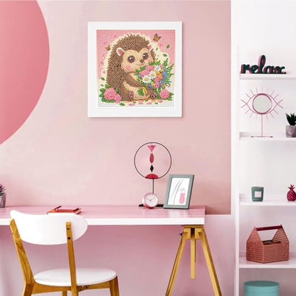 Arttoplus Hedgehog Diamond Art Painting Kits for Kids with Frame 7x7 inch - color: CC978-US