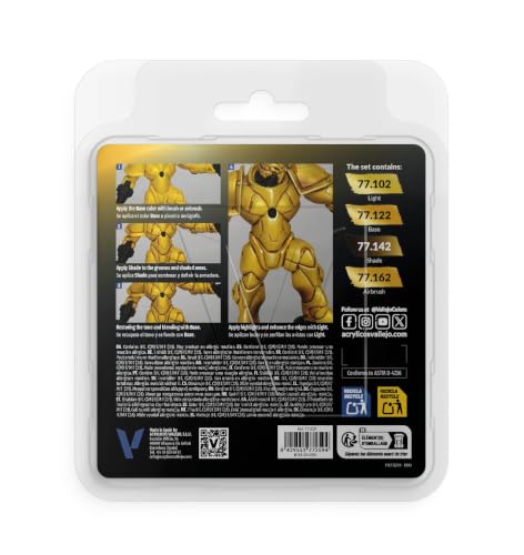 Vallejo - Radiant Yellow Set, True Metallic Metal, 4 Bottles x 0.6 fl.oz. - color: Radiant Yellow