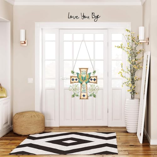 RYMILIE Hanging Diamond Art Kits for Adults Butterfly Cross 8x8inch - color: DP02505