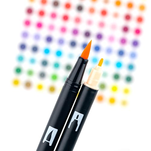 Tombow 72560 Dual Brush Pen Art Markers, Manga Illustration, Flower 6-Pack