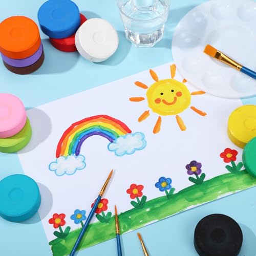 Nuanchu 72 Pcs Tempera Paint Cakes 18 Colors Large Washable Cake Paint 2.24 x 0.71inch Paints Blocks Art Supplies for Classroom Art Painting Drawing