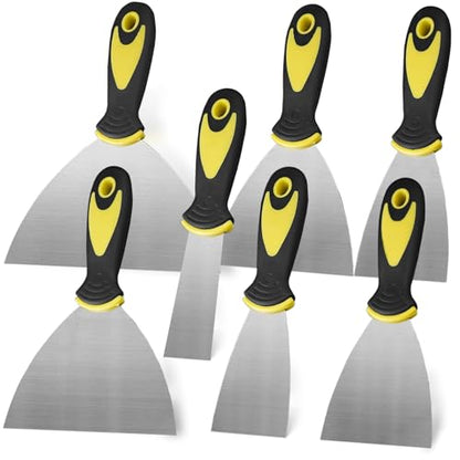 7-Piece Putty Knife Set, 1" 1.5" 2" 2.5" 3" 4" 5" Stainless Steel Paint Scraper Set for Drywall Repairing and Clearing, Wallpaper Removal, Putty Applying Adhesive, Plaster Scraping