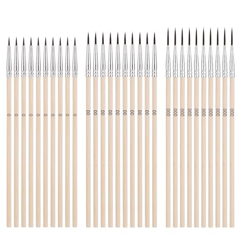 45pcs Tiny Detail Paint Brushes, 3 Sizes Fine Tip Detailing Paintbrush #0#00#000 Small Thin Liner Miniature Brush Set Mini Micro Paint Brushes for Watercolor Crafts Painting Lovers Acrylic Art