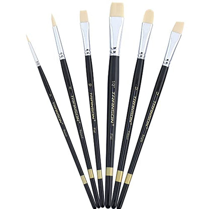 Transon Paint Brush Set 6pcs Art Painting Flexible Bristle for Acrylic Watercolor Gouache Oil Leather Canvas and Face Painting - size: size 2