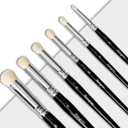6 Pcs Detail Paint Brush Set | Copper Tube, Double-Wire Binding, Birch Wood Circular Grip for Oil, Watercolour, Acrylic & Digital Art - color: 6pcs Black Circular Brush Head Paintbrushes