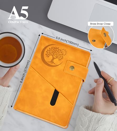 PAIBAS Blank Journal Notebook, A5 Hardcover Leather Sketchbook with 200 Pages Thick Blank Paper for Men Women, Unlined Drawing & Writing Journal, 5.9" x 8.4" Plain Notebook (yellow) - color: Yellow, size: Blank Page