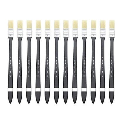XDT#2365 Hake Artist Paint Brush 12 Piece Set #0.59in, Medium Stiff Hog Bristle Paint Brushes for Acrylic Painting, Acrylic Oil Watercolor - size: #0.59 12Pc