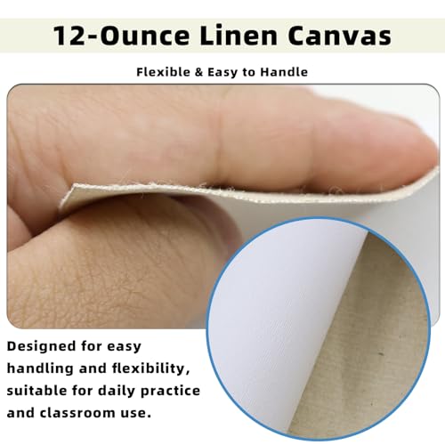 29.92" x 16 ft Cotton Linen Blend Canvas Roll for Painting,12 oz Triple Acrylic Gesso Primed Artist Canvas Roll,Unstretched Canvas Fabric for Oil Painting,Professional Artists & Art Students - size: 29.92 in × 16 ft