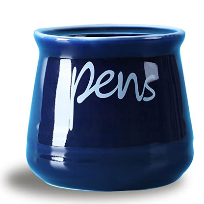 ONTUBE Porcelain Pens Holder Stand ,Ceramic Pencils Holder (Navy) | Porcelain, ceramic, pen & pencil holder, sturdy, easy-clean, non-slip, compact, elegant, durable, versatile, white, modern - color: Navy