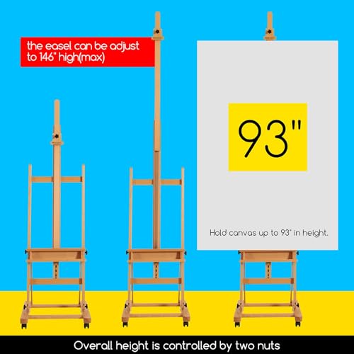 MEEDEN Adjustable H Frame Art Easel: Easel Stand for Painting and Display - style: Natural Color