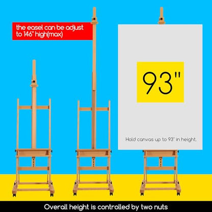MEEDEN Adjustable H Frame Art Easel: Easel Stand for Painting and Display - style: Natural Color