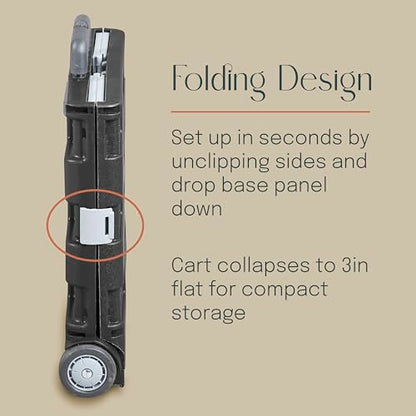Folding Mobile Utility Cart, Canvas Organizer Bag, Blue/Grey - color: Blue/Grey