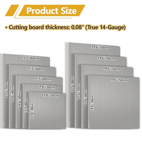 Extra Large 304 Stainless Steel Cutting Board with Lip, Metal Pastry Kneading Mat for Baking,Chopping Board for Kitchen, Countertop Protector for Meat, Veggies,Fruits Non Toxic (19.6"×23.6"(50×60cm)) - size: 23.6"L x 19.6"W