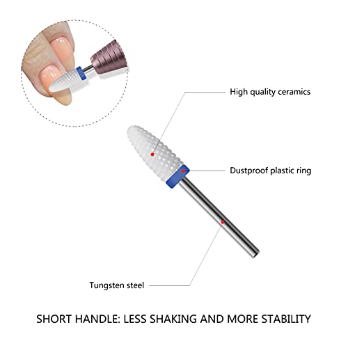 Ceramic Nail Drill Bit 10Pcs-3/32 Nail Drill Bits for Acrylic Nails,Professional Electric Nail Drill for Crystal Nail Extension Nail Removal,The Short Handle Does Not Shake., 1.0 Count - size: Combo 02