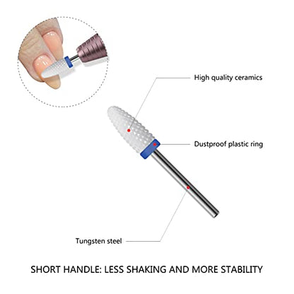Ceramic Nail Drill Bit 10Pcs-3/32 Nail Drill Bits for Acrylic Nails,Professional Electric Nail Drill for Crystal Nail Extension Nail Removal,The Short Handle Does Not Shake., 1.0 Count - size: Combo 02