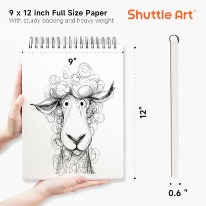 Artists Sketch Books, 9 x 12 Shuttle Art 160 Sheets of Sketch Paper pad Ideal for Drawing and School Supplies (2 Pack) - size: 80 Sheets x2