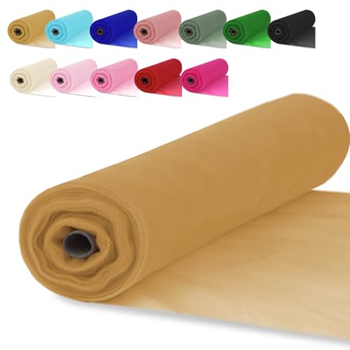 Honey Gold Tulle Fabric Roll 54 Inch x 10 Yards Tulle Ribbon - color: Honey Gold, size: 54 Inch X 10 Yards