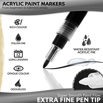 Stylo Acrylic Paint Markers, 4 Metallic Paint Pens Gold Silver Black White - color: Gold, Silver, Black, White
