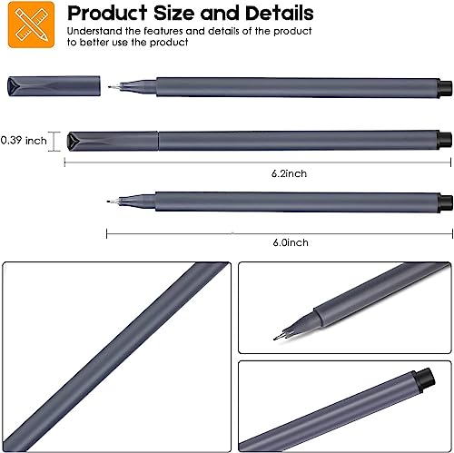 iBayam Fineliner Pens, Slim Barrel, Fine Point 0.38mm, Black Ink, 18 Count | Home, Office, School, Journaling, Writing, Note-Taking, Teacher Supplies - color: Black, size: 1 Count (Pack of 18)