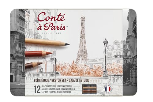 Conté à Paris The Sketch Set with Assorted Sketching Pencils | Essential Assortment For Sketching, Shading And Illustration, Versatile Tools For Developing Artistic Skills - style: Professional