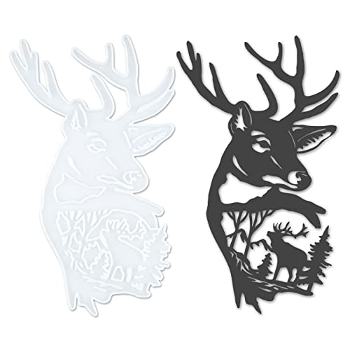 Deer Wall Decor Resin Silicone Mold, Deer Antlers Head Epoxy Casting Mold for Wall Hanging Mount Decor, DIY Door Wall Art Home Party Unique Decoration - size: Deer head face turn