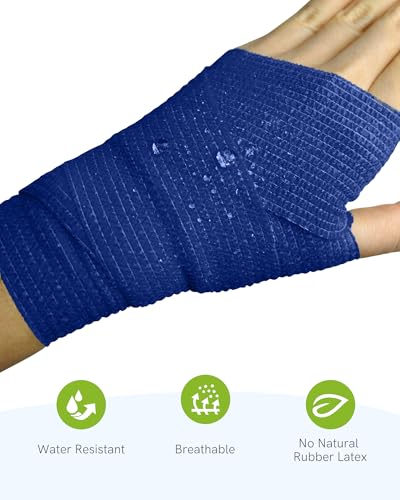 FriCARE Self Adhesive Bandage Wrap, Medical Tape in First Aid Kit | Elastic Cohesive Bandages for Sports/Vet/Wrist Ankle Wounds, 2 Inches X 5 Yards, Latex-free 6 Rolls, Neon Surge - color: Neon Surge