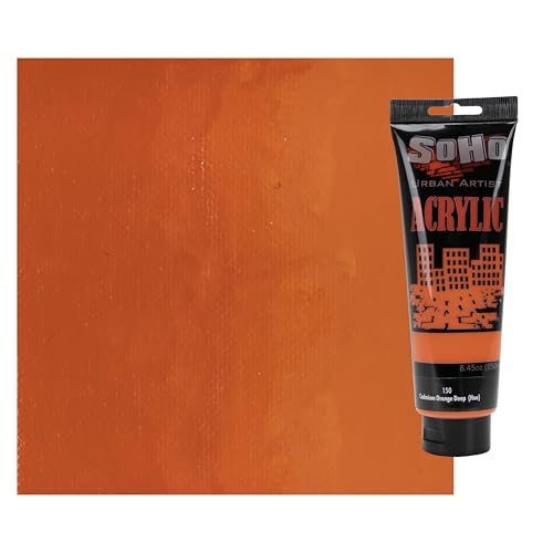 Soho Urban Artist Heavy Body Acrylic Paint - 250 ml Tube - Cadmium Orange Deep Hue - Thick, Rich Color, Excellent Coverage, Professional Quality - Artists Acrylic Paint - color: Cadmium Orange Deep Hue, size: 8.45 Fl Oz (Pack of 1)