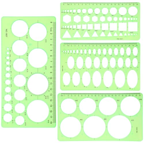 Dimeho Geometric Drawings Templates,4 Pcs Circle Shape Stencils for Drawing