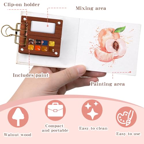 Travel Watercolor Paint Set - Pocket 8-Color Mini Paint Kit with Sketch Pad - color: 8 Colours D