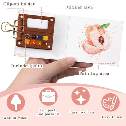 Travel Watercolor Paint Set - Pocket 8-Color Mini Paint Kit with Sketch Pad - color: 8 Colours D