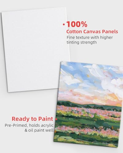 4 x 6 inch 12 Pack Small Painting Canvas Boards- Gesso Primed | Acid-Free 100% Cotton Mini Canvas Panels for Acrylics Oil Watercolor Tempera Paints - size: 4"x6"