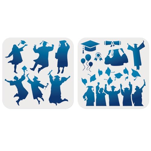 2Pcs Graduates Celebration Stencil for Painting 11.8" x 11.8" - style: Graduation