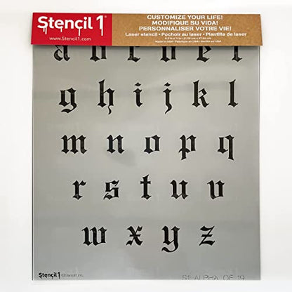 Stencil1 Old English Font Stencil 1" Alphabet Letters Painting Craft - size: 1" Letters