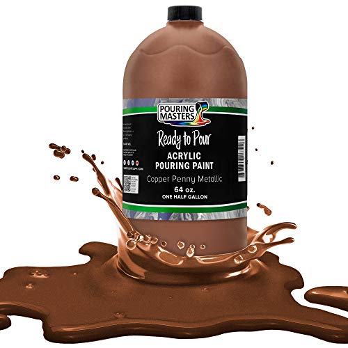 Pouring Masters Copper Penny Metallic Ready to Pour Acrylic Pouring Paint - Premium 64-Ounce Pre-Mixed Fluid Acrylic Paint - Fluid Art Supplies for Canvas, Wood, Paper, Tile & Rocks - color: Copper Penny Metallic, size: 64 Fl Oz (Pack of 1)