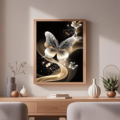 AIBOERL Diamond Art Kits for Adults,Butterfly Diamond Painting Wall Decor | Round Drill Butterfly Diamond Painting for Beginners DIY Rhinestone 5D Diamond dots(Gemstone Craft)Wall Art Gift 12x16IN - color: DP02854