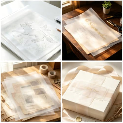 LANIAKEA 200 Sheets Translucent Vellum Paper 11x17 Vellum Tracing Paper Printable Transparent Printer Sheets for Invitations, Sketching & Drawing, Gift Box Liners - size: 11x17inch-200Sheets
